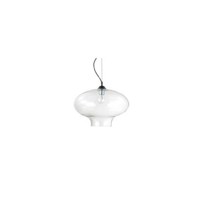 Luminosa Bistro 1 Light Dome Ceiling Pendant Black Clear Blown Glass Round, E27