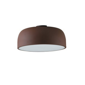 Luminosa Bistrot Flush Ceiling Light, Bronze, White, E27