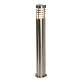 Luminosa Bliss Outdoor Bollard Light Brushed Stainless Steel, Frosted Polycarbonate IP44, E27