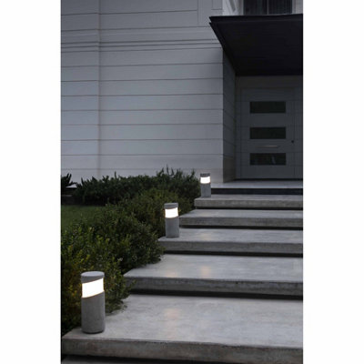 Luminosa Block Outdoor Bollard Pedestal Light Concrete 1x E27 IP65