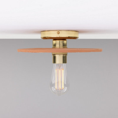 Luminosa Bog Oak Ceiling Light, Red Iron, Polished Brass