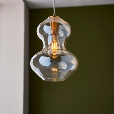 Luminosa Bog Oak Ceiling Light, Red Iron, Polished Brass