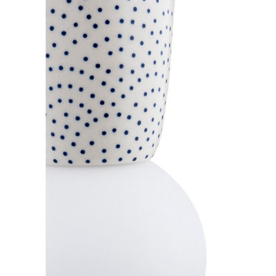 Luminosa Boll Handmade Slim Pendant Ceiling Light Cream, Deep Cobalt Blue Dots G9, IP44