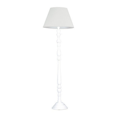 Luminosa BOURLESQUE Floor Lamp with Tapered Shade Wood, Fabric Lampshade 45x155cm