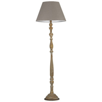 Luminosa BOUTIQUE Floor Lamp with Tapered Shade Wood, Fabric Lampshade 45x155cm