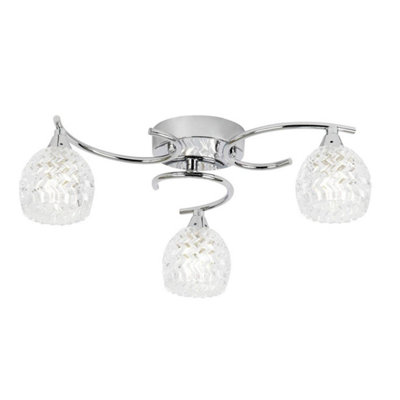 Luminosa Boyer 3 Light Semi Flush Multi Arm Ceiling Light Chrome, G9