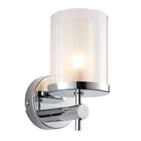 Luminosa Britton 1 Light Bathroom Wall Light Chrome IP44 with Clear Rippled Glass, G9