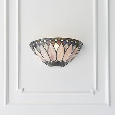 Luminosa Brooklyn 1 Light Indoor Wall Uplighter Tiffany Glass, E14