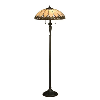 Luminosa Brooklyn 2 Light Floor Lamp Dark Bronze, Tiffany Glass, E27