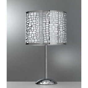 Luminosa Bruce Large Table Lamp With Round Shade, Silver