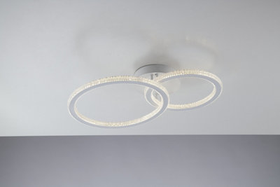 Luminosa Bryant Integrated LED 2 Circular Crystal Semi Flush Ceiling Light, 4000K