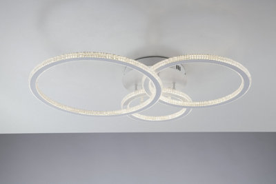 Luminosa Bryant Integrated LED 3 Circular Crystal Semi Flush Ceiling Light, 4000K