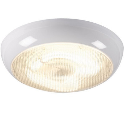 Luminosa Bulkhead with Prismatic Diffuser and White Base, IP44 38W