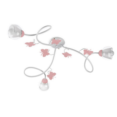 Luminosa Butterfly 3 Light Multi Arm Semi Flush Ceiling Lamp, Glass Shades