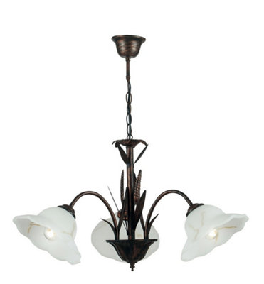 Luminosa BYRON 3 Light Multi Arm Pendant Ceiling Light Rust 64x50cm