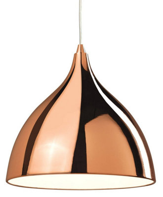 Luminosa Caf 1 Light Dome Ceiling Pendant Light Copper Finish, E27