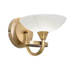 Luminosa Cagney 1 Light Wall Light Antique Brass with White Glass Shade, G9