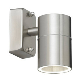 Luminosa Canon 1 Light Outdoor Wall Light Clear Glass, Polished Stainless Steel IP44, GU10