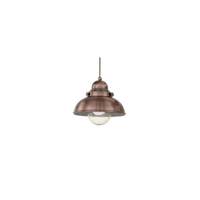 Luminosa Cantina 1 Light Large Dome Ceiling Pendant Copper, E27