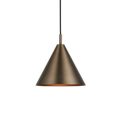 Luminosa Cape Dome Pendant Ceiling Light Brushed Antique Bronze Plate, 1x E27