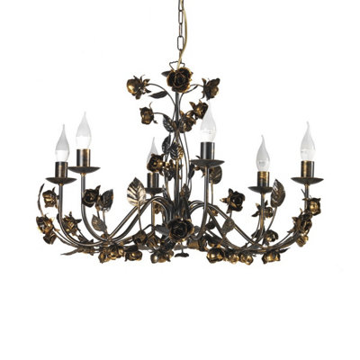 Luminosa Carolina 6 Light Flower Design Multi Arm Chandelier, Bronze