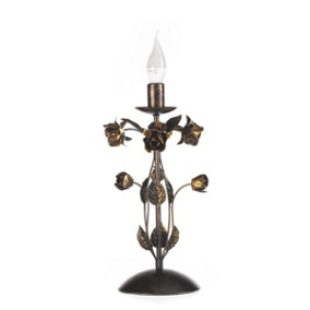 Luminosa Carolina Large Candle Flower Design Table Lamp, Bronze
