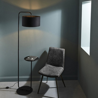 Luminosa Carrara Floor Lamp Satin Black Paint & Black Fabric