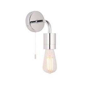 Luminosa Caserta Bathroom Metal Wall Lamp, Chrome Plate, IP44