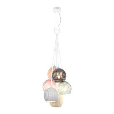 Luminosa Cases III Cluster Pendant Ceiling Light Matt White 6xE14