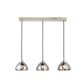 Luminosa Caspa Bar Pendant Ceiling Lamp, Bright Nickel Plate, Mirrored Glass