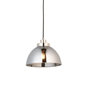 Luminosa Caspa Single Pendant Ceiling Lamp, Bright Nickel Plate, Mirrored Glass