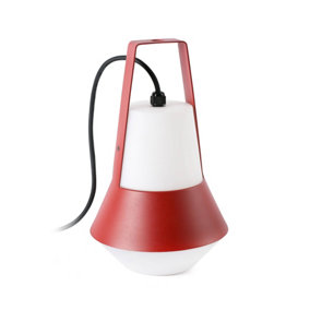 Luminosa Cat 1 Light Outdoor Table Lamp White, Red IP54, E27