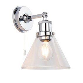 Luminosa Catanzaro Bathroom Glass Wall Lamp, Chrome Plate, Glass, IP44