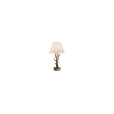 Luminosa Chalet 1 Light Wood Table Lamp Brown with Shade, E27