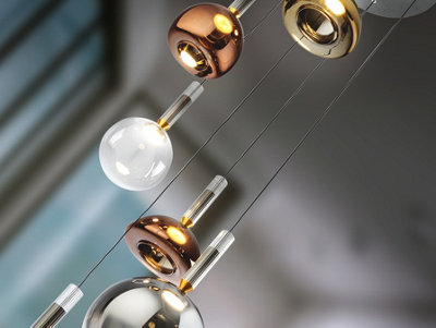 Luminosa Charlize Cluster Pendant Ceiling 6 Light Multi Colour LED 3000K - UK Stock