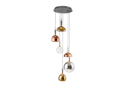 Luminosa Charlize Cluster Pendant Ceiling 6 Light Multi Colour LED 3000K - UK Stock