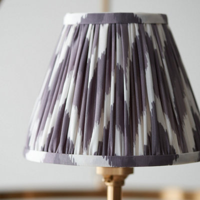 Luminosa Chester Brushed Aged Brass Plate Pendant Light with Pearl Grey Fabric Zigzag Shade 16cm 3x B22