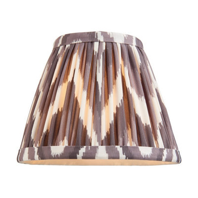 Luminosa Chester Brushed Aged Brass Plate Pendant Light with Pearl Grey Fabric Zigzag Shade 16cm 6x B22