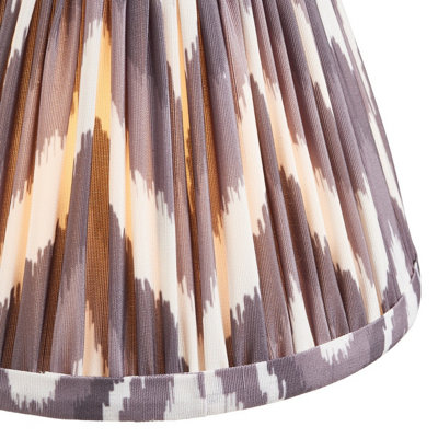 Luminosa Chester Brushed Aged Brass Plate Pendant Light with Pearl Grey Fabric Zigzag Shade 16cm 6x B22