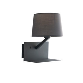 Luminosa Ciak Reading Usb Besdside Lamp Shelf, Grey, E27