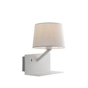 Luminosa Ciak Reading Usb Besdside Lamp Shelf, White, E27