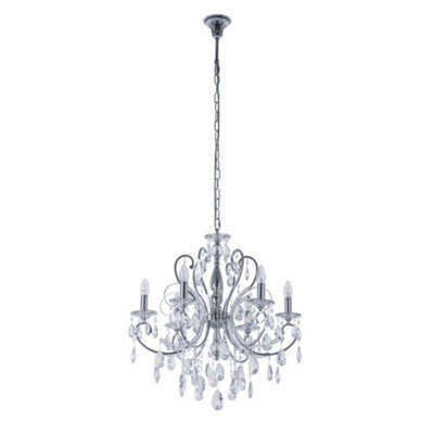 Luminosa Classic Chandeliers Chrome 6 Light  with Crystal Shade, E14
