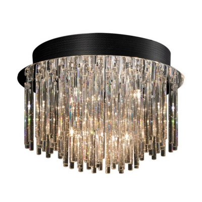 Luminosa Classic Flush Ceiling Light Chrome 10 Light  with Crystal Shade G4