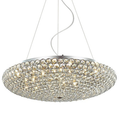 Luminosa Classic Hanging Pendant Chrome 12 Light  with Crystal Shade, G9