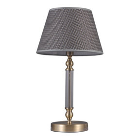 Luminosa Classic Table Lamp Antique Bronze 1 Light  with Grey Shade, E14