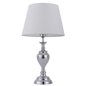 Luminosa Classic Table Lamp Chrome 1 Light  with White Shade, E27