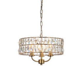 Luminosa Clifton 3 Light Multi Arm Lamp Ceiling Pendant Antique Brass
