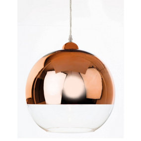 Luminosa Club 1 Light Globe Ceiling Pendant Copper and Clear Glass, E27