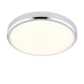 Luminosa Cobra Cct Bathroom Round 15W LED Flush Chrome Ceiling Light, IP44