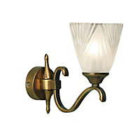 Luminosa Columbia 1 Light Wall Light Antique Brass with Glass Shade, E14